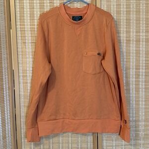 Arthur Beale Mens‎ L Orange Sweater Pullover Zip Pocket Activewear Preppy Sports